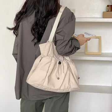 Xajzpa Comfortable Wearresistant Shoulder Bag Large Capacity Fashionable Versatile Nylon Tote Bag Student Class Simple Commuting Bag